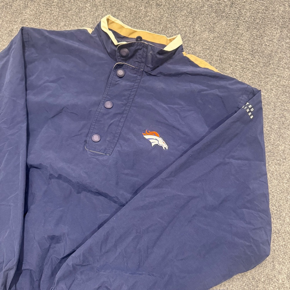 Denver Bronco Jacket Men's Large Antigua Windbreaker 1/4 Button Up Cotton Blend